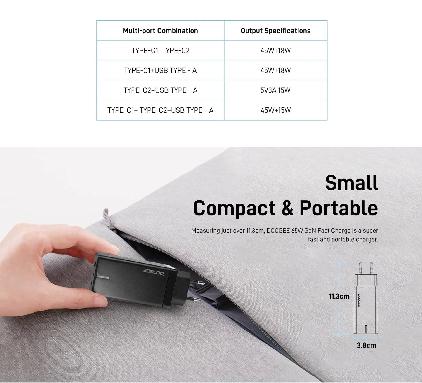 DOOGEE 65W GaN Fast Charger DOOGEE